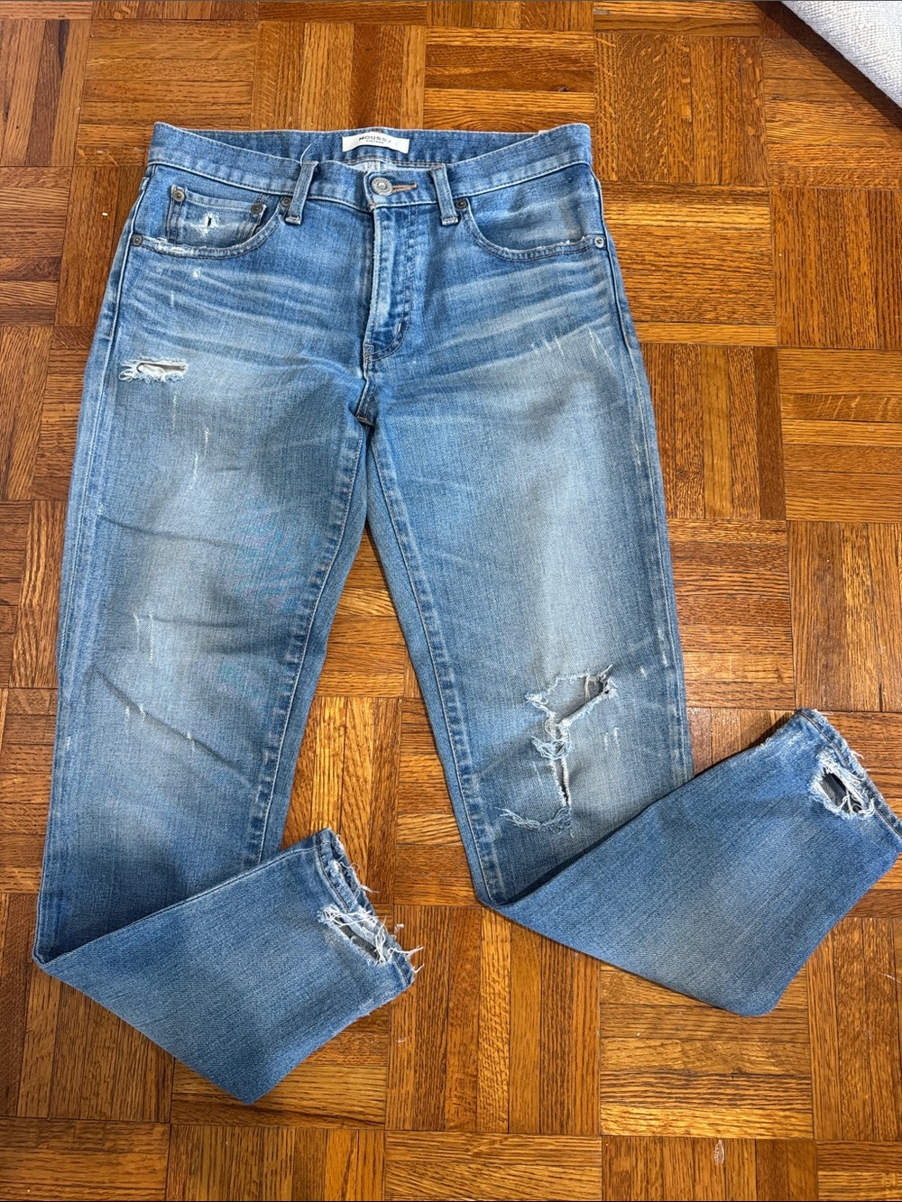 Moussy Distressed Light Blue Denim Jeans